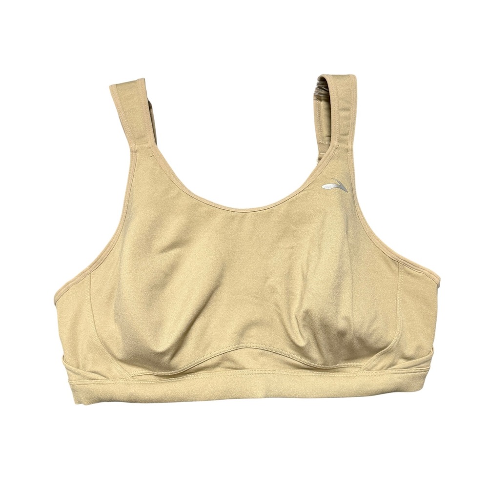 Brooks Maia Sports Bra Womens 36DD Tan High Impact Underwire Athletic Gym Sporty